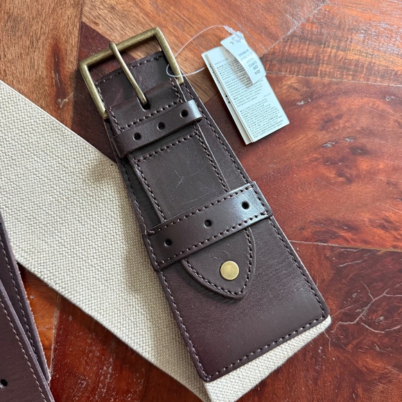 Banana Republic leather and linen stretchy corset belt main image 4